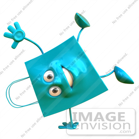 #46621 Royalty-Free (RF) Illustration Of A 3d Happy Blue Shopping Bag Doign A Cartwheel by Julos