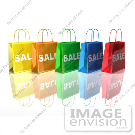 #46638 Royalty-Free (RF) Illustration Of A 3d Row Of Colorful Sale Shopping Bags - Version 4 by Julos