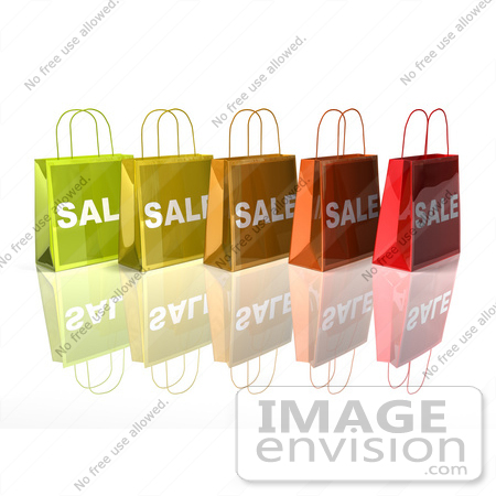 #46639 Royalty-Free (RF) Illustration Of A 3d Row Of Colorful Sale Shopping Bags - Version 3 by Julos
