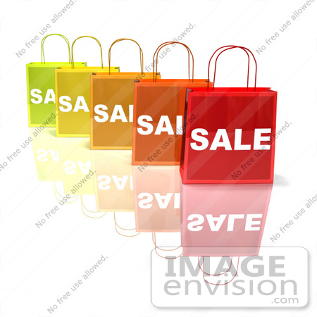 #46641 Royalty-Free (RF) Illustration Of A 3d Row Of Colorful Sale Shopping Bags - Version 4 by Julos
