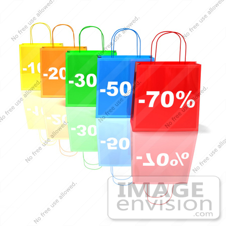 #46651 Royalty-Free (RF) Illustration Of A 3d Row Of Colorful Discount Shopping Bags - Version 3 by Julos