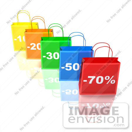 #46652 Royalty-Free (RF) Illustration Of A 3d Row Of Colorful Discount Shopping Bags - Version 4 by Julos