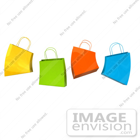 #46653 Royalty-Free (RF) Illustration Of A 3d Group Of Colorful Jumping Shopping Bags by Julos