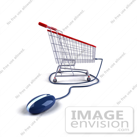 #46679 Royalty-Free (RF) Illustration Of A 3d Shopping Cart With A Computer Mouse - Version 4 by Julos