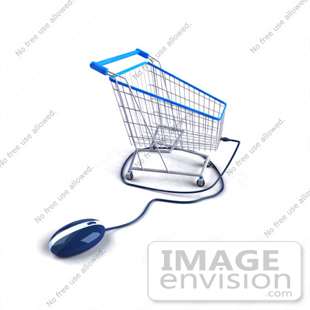 #46687 Royalty-Free (RF) Illustration Of A 3d Shopping Cart With A Computer Mouse - Version 1 by Julos