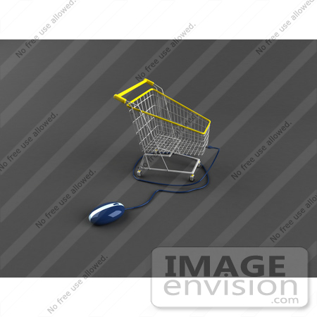 #46700 Royalty-Free (RF) Illustration Of A 3d Shopping Cart With A Computer Mouse - Version 2 by Julos