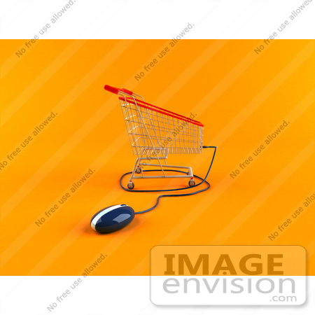 #46703 Royalty-Free (RF) Illustration of a 3d Shopping Cart With A Computer Mouse - Version 3 by Julos