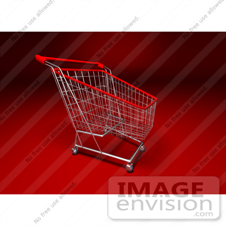 #46706 Royalty-Free (RF) Illustration Of A 3d Empty Red Rimmed Shopping Cart - Version 3 by Julos