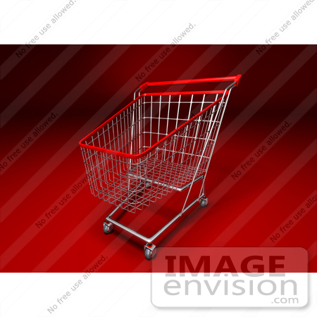#46707 Royalty-Free (RF) Illustration Of A 3d Empty Red Rimmed Shopping Cart - Version 1 by Julos
