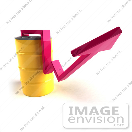 #46720 Royalty-Free (RF) Illustration Of A 3d Pink Arrow Going Around A Yellow Oil Barrel - Version 2 by Julos