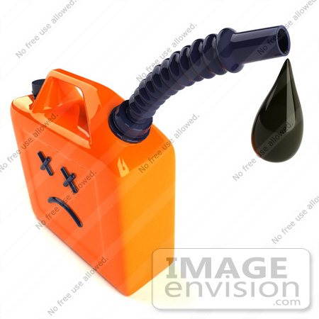 #46730 Royalty-Free (RF) Illustration Of A 3d Orange Gas Can Face Dripping Fuel by Julos