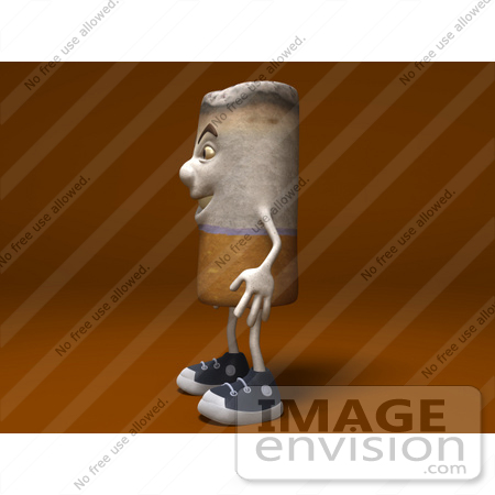 #46737 Royalty-Free (RF) Illustration Of A 3d Cigarette Mascot Facing Left - Version 2 by Julos