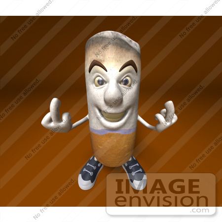 #46738 Royalty-Free (RF) Illustration Of A 3d Cigarette Mascot Holding Up His Middle Finger - Version 3 by Julos