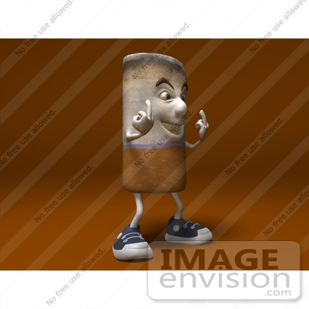 #46741 Royalty-Free (RF) Illustration Of A 3d Cigarette Mascot Holding Up His Middle Finger - Version 2 by Julos