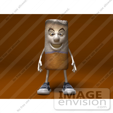 #46742 Royalty-Free (RF) Illustration Of A 3d Cigarette Mascot Standing And Facing Front - Version 2 by Julos