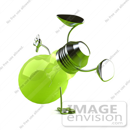 #46768 Royalty-Free (RF) Illustration Of A Green 3d Glass Light Bulb Mascot Doing A Cartwheel - Version 1 by Julos