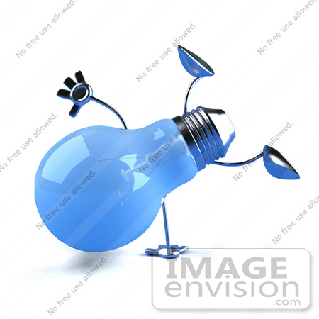 #46792 Royalty-Free (RF) Illustration Of A Blue 3d Glass Light Bulb Mascot Doing A Cartwheel by Julos