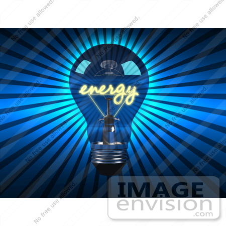 #46804 Royalty-Free (RF) Illustration Of A 3d Blue Energy Glass Light Bulb by Julos
