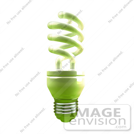 #46823 Royalty-Free (RF) Illustration Of A Green 3d Spiral Light Bulb - Version 2 by Julos