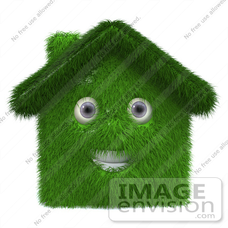 #46839 Royalty-Free (RF) Illustration Of A 3d Grassy House Mascot - Version 1 by Julos