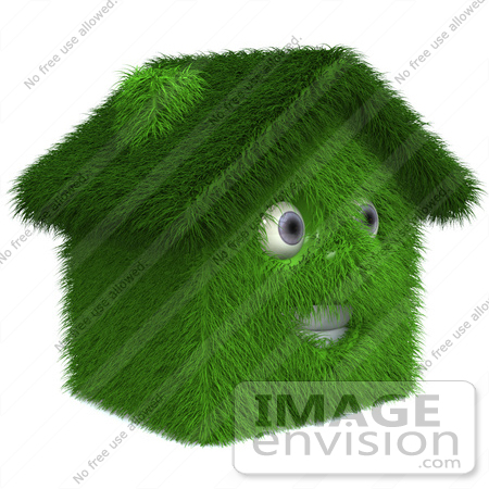 #46840 Royalty-Free (RF) Illustration Of A 3d Grassy House Mascot - Version 2 by Julos