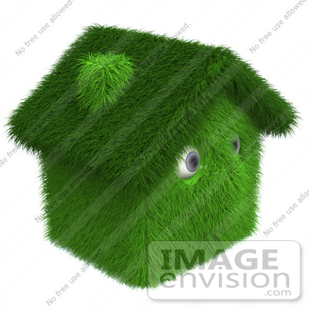 #46841 Royalty-Free (RF) Illustration Of A 3d Grassy House Mascot - Version 3 by Julos
