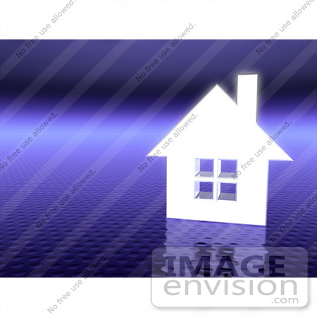 #46842 Royalty-Free (RF) Illustration Of A 3d White House On A Textured Purple Background - Version 2 by Julos