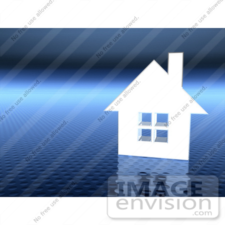 #46843 Royalty-Free (RF) Illustration Of A 3d White House On A Textured Blue Background - Version 1 by Julos