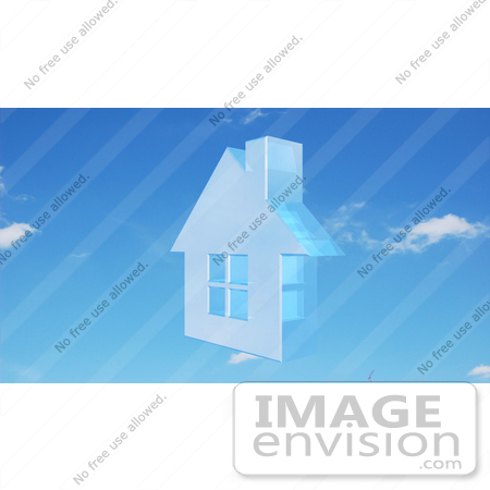 #46846 Royalty-Free (RF) Illustration Of A 3d Faint Blue House In A Sky - Version 3 by Julos