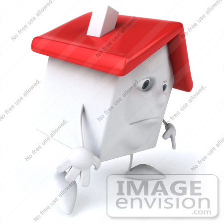 #46861 Royalty-Free (RF) Illustration Of A Sad 3d White Clay House Mascot Walking Right by Julos