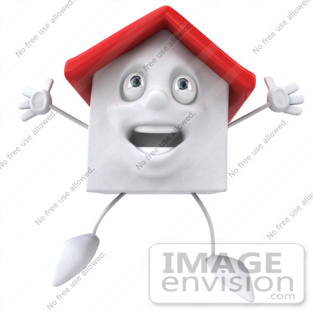 #46862 Royalty-Free (RF) Illustration Of A 3d White Clay House Mascot Jumping - Version 1 by Julos