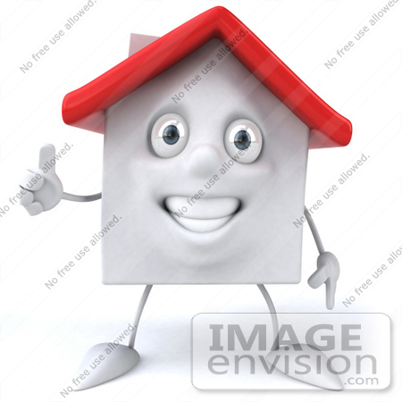 #46866 Royalty-Free (RF) Illustration Of A 3d White Clay House Mascot Giving The Thumbs Up - Version 2 by Julos
