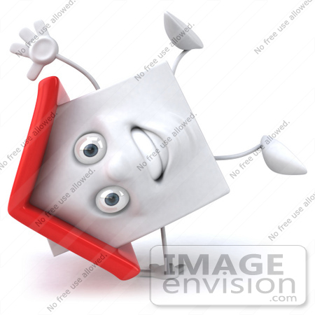 #46869 Royalty-Free (RF) Illustration Of A 3d White Clay House Mascot Doing A Cartwheel by Julos