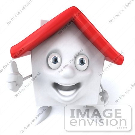 #46874 Royalty-Free (RF) Illustration Of A 3d White Clay House Mascot Giving The Thumbs Up - Version 1 by Julos