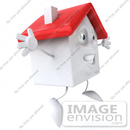 #46877 Royalty-Free (RF) Illustration Of A 3d White Clay House Mascot Jumping - Version 2 by Julos