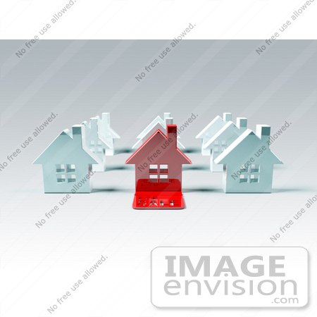 #46911 Royalty-Free (RF) Illustration Of A 3d Red House With A For Sale Slab On The Front - Version 2 by Julos