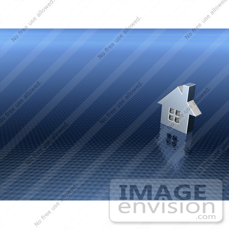 #46922 Royalty-Free (RF) Illustration Of A 3d Chrome House With Windows - Version 11 by Julos