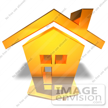 #46927 Royalty-Free (RF) Illustration Of A 3d Yellow House With With A Chimney - Version 2 by Julos