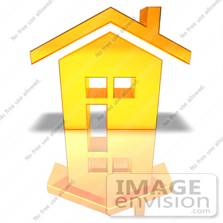#46928 Royalty-Free (RF) Illustration Of A 3d Yellow House With With A Chimney - Version 1 by Julos