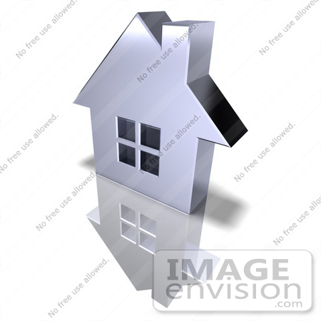 #46932 Royalty-Free (RF) Illustration Of A 3d Chrome House With Windows - Version 2 by Julos