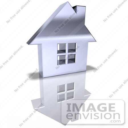 #46933 Royalty-Free (RF) Illustration Of A 3d Chrome House With Windows - Version 1 by Julos