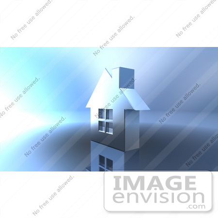 #46934 Royalty-Free (RF) Illustration Of A 3d Chrome House With Windows - Version 8 by Julos