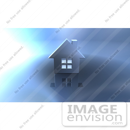 #46935 Royalty-Free (RF) Illustration Of A 3d Chrome House With Windows - Version 9 by Julos