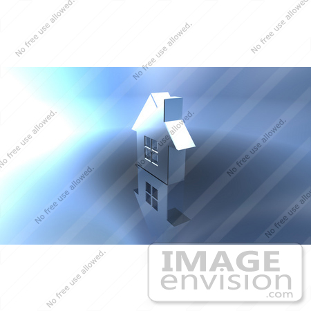 #46936 Royalty-Free (RF) Illustration Of A 3d Chrome House With Windows - Version 10 by Julos