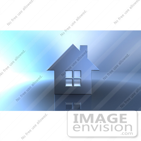 #46937 Royalty-Free (RF) Illustration Of A 3d Chrome House With Windows - Version 7 by Julos