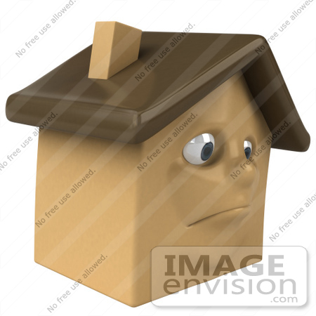 #46959 Royalty-Free (RF) Illustration Of A 3d Brown Clay House Mascot Pouting by Julos
