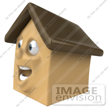 #46961 Royalty-Free (RF) Illustration Of A 3d Brown Clay House Mascot Facing Left by Julos
