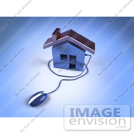 #46971 Royalty-Free (RF) Illustration Of A 3d Home Icon With A Computer Mouse - Version 2 by Julos