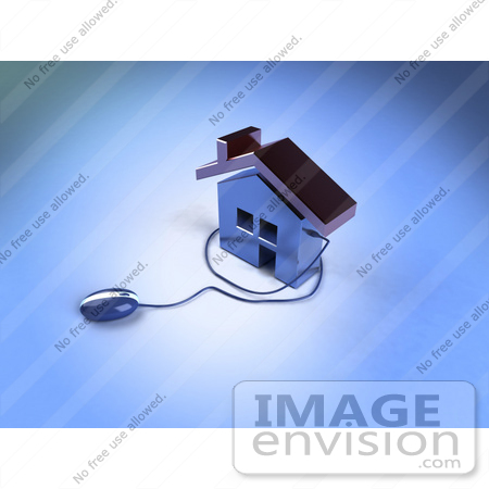 #46972 Royalty-Free (RF) Illustration Of A 3d Home Icon With A Computer Mouse - Version 3 by Julos