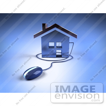 #46973 Royalty-Free (RF) Illustration Of A 3d Home Icon With A Computer Mouse - Version 1 by Julos